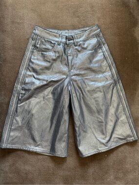 Adidas Originals Firebird Silver Metallic Jorts Sz 2